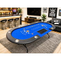 96" Professional Fold Away Poker Table with Dealer Pit [BLUE] (Speed Felt )