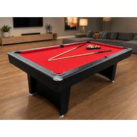 7 FT Modern Pool Table with Table Tennis + Dining [RED]