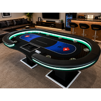 96" Modern Design Ultimate Luxury Professional Poker Table with LED Lights , + Dealer Tray and Drop Box